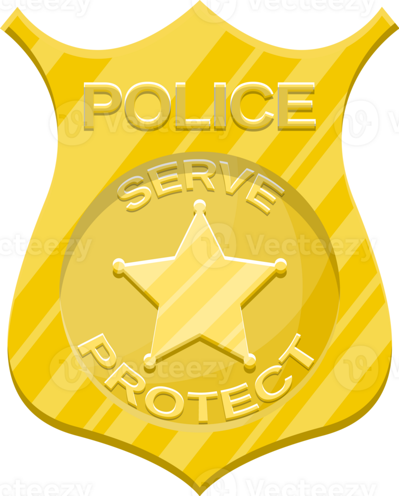 Police officer badge, gold shiny emblem png