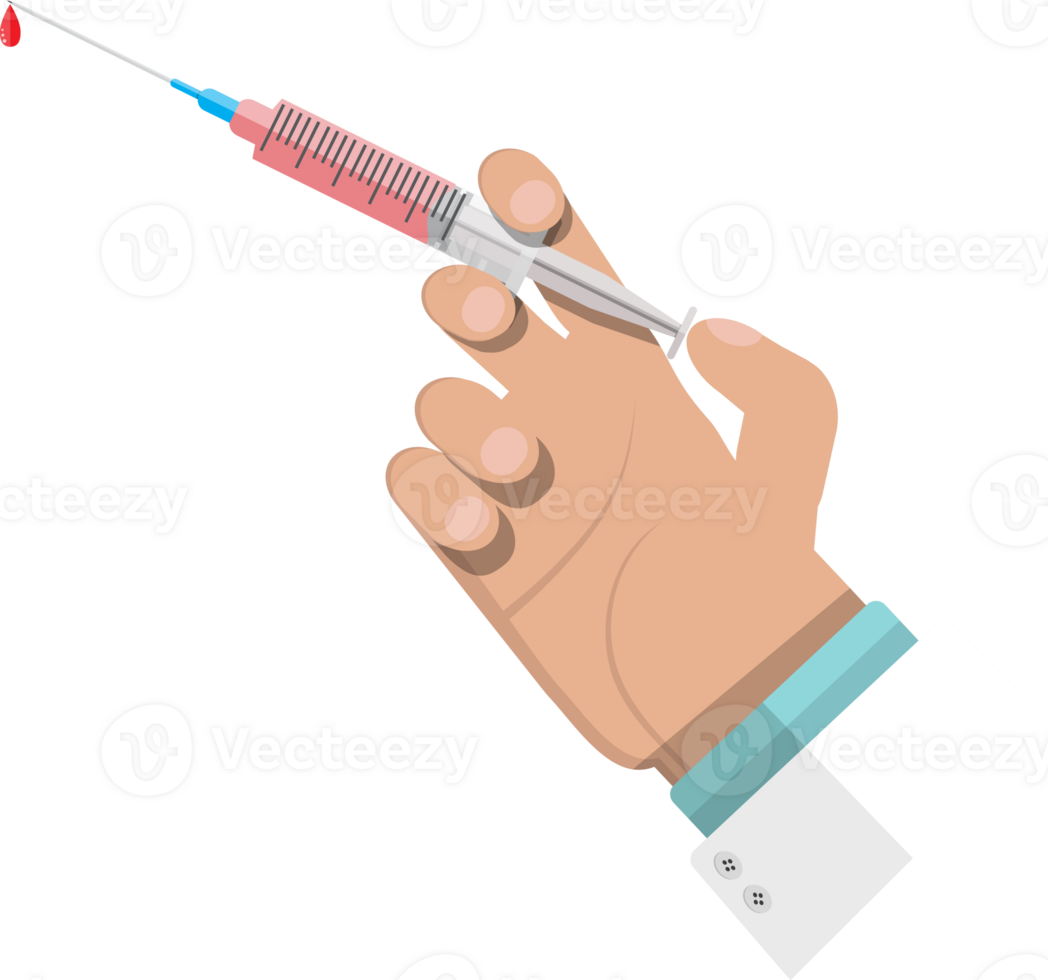 Syringe with medicament in hand png