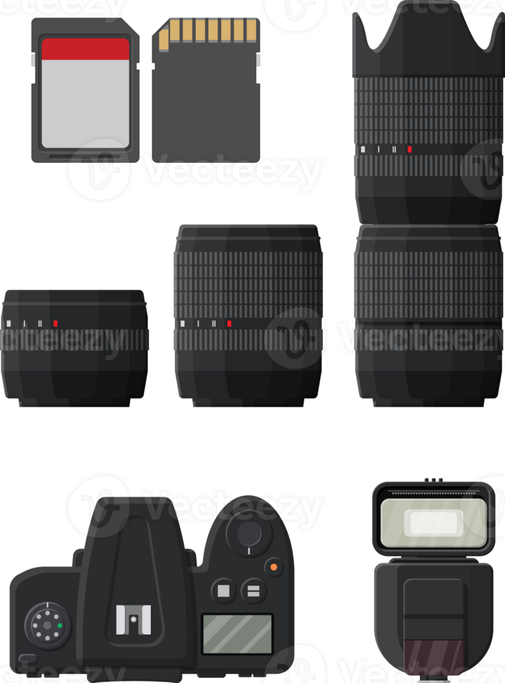 Modern photo camera set png