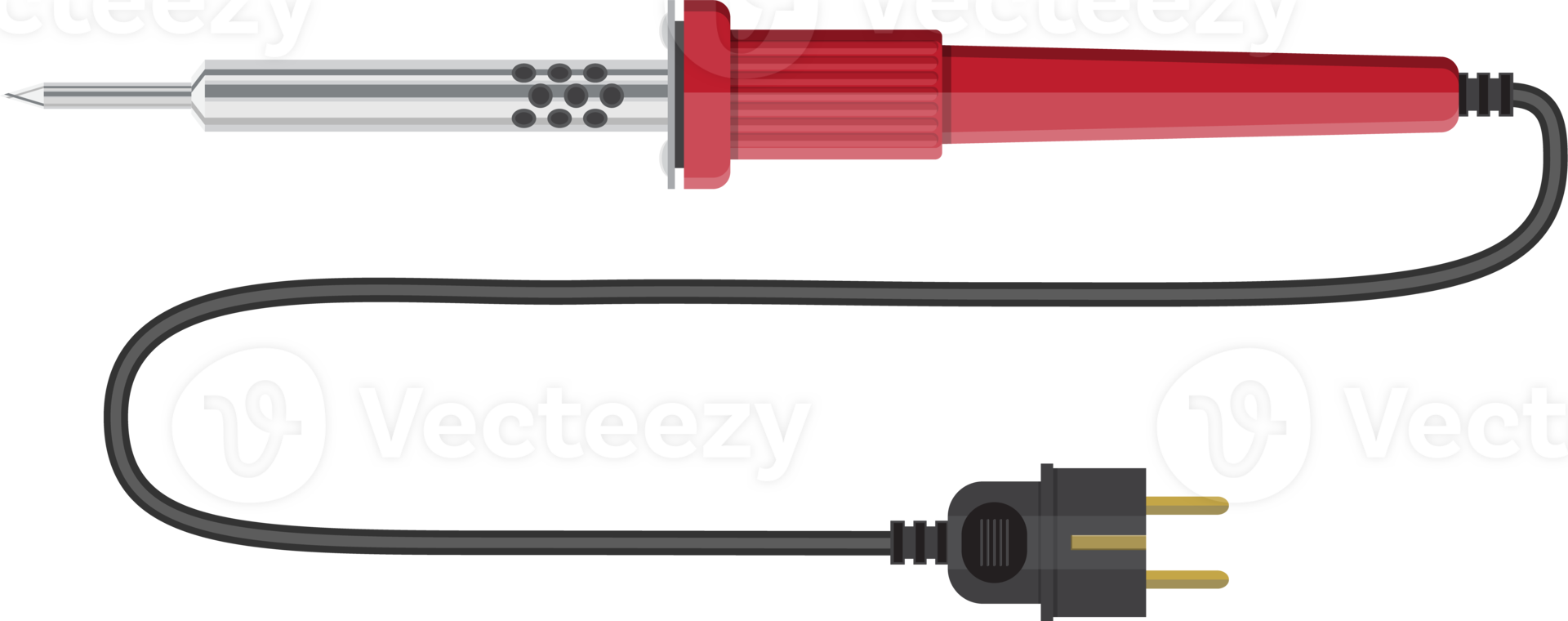 Soldering iron tool with plastic handle and plug png