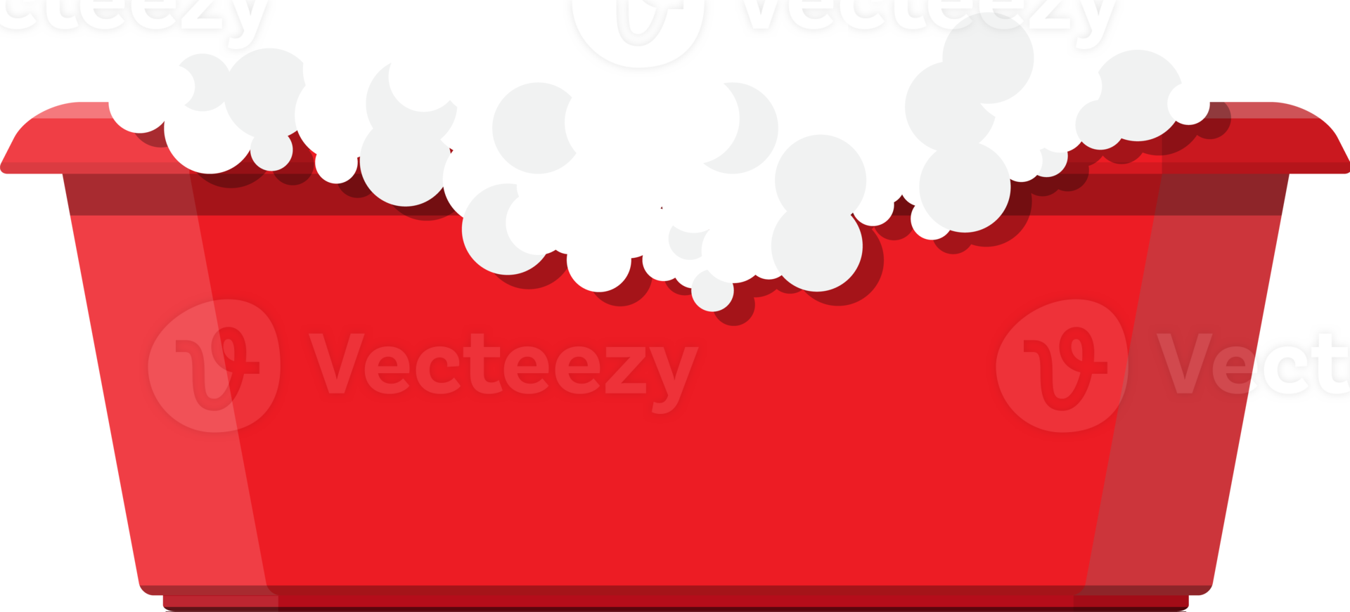 Red plastic basin with soap suds png