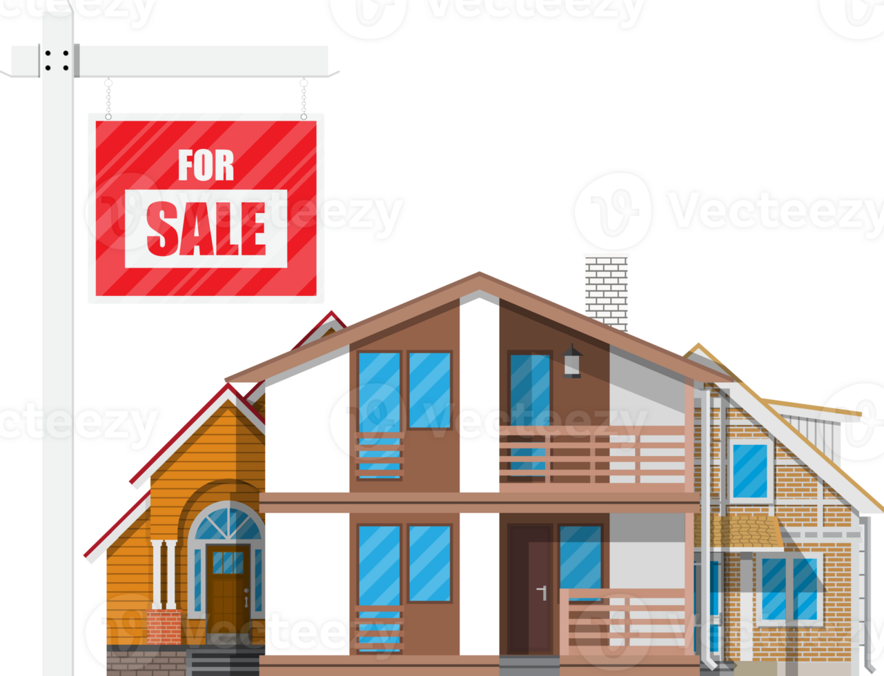 Suburban family house and for sale placard png