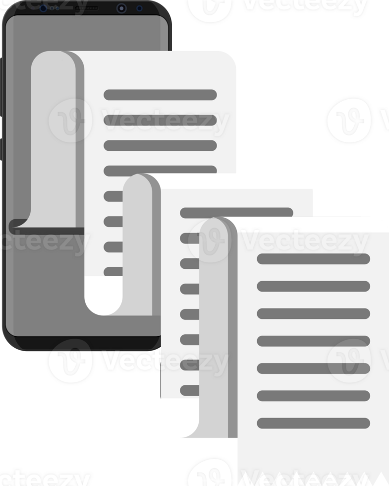 Smartphone and receipt or paycheck png