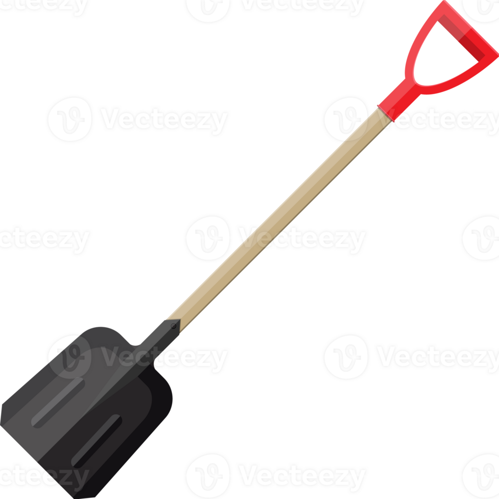 Metal shovel with plastic handle png