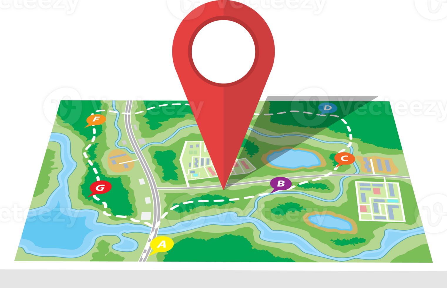 Folded paper city map icon png