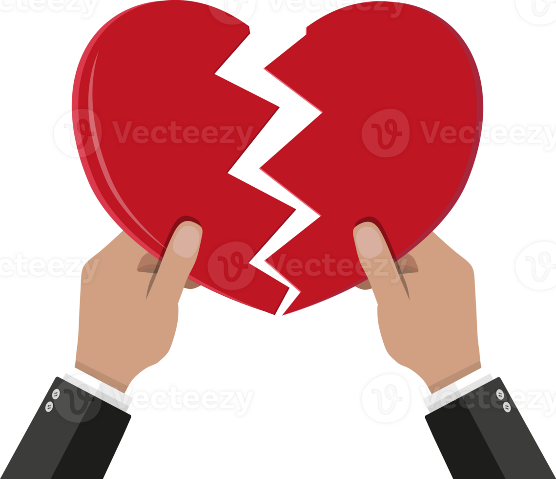 Hands tearing apart heart. png