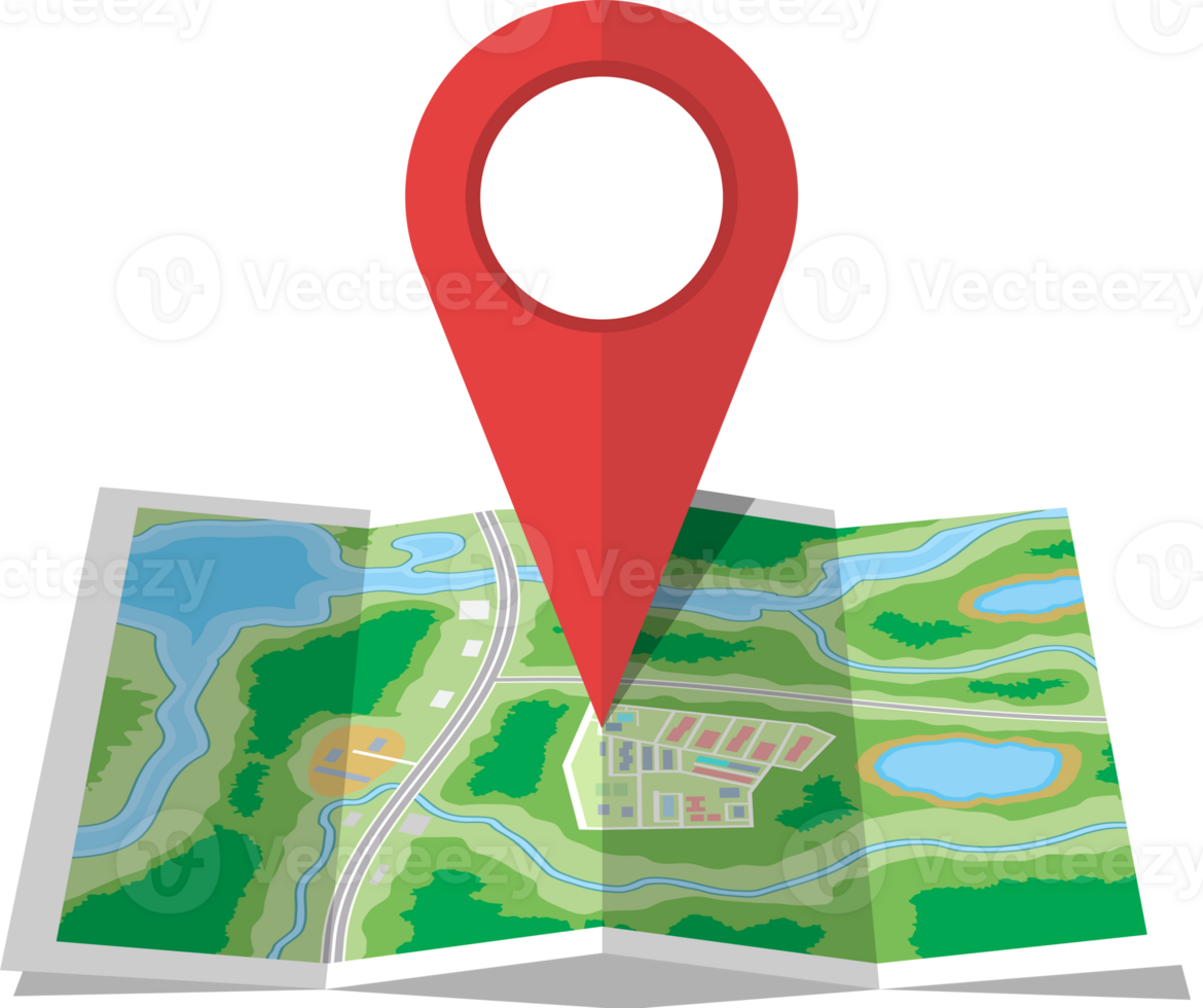 Folded paper city map icon png