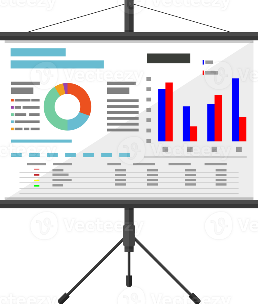 Projector screen with business presentation png