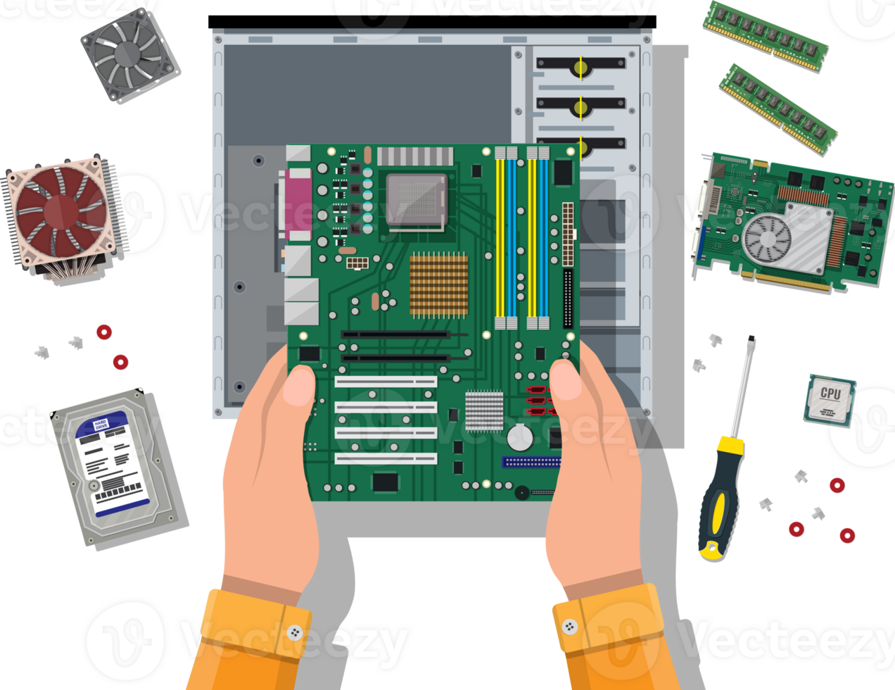 Assembling PC, personal computer hardware png