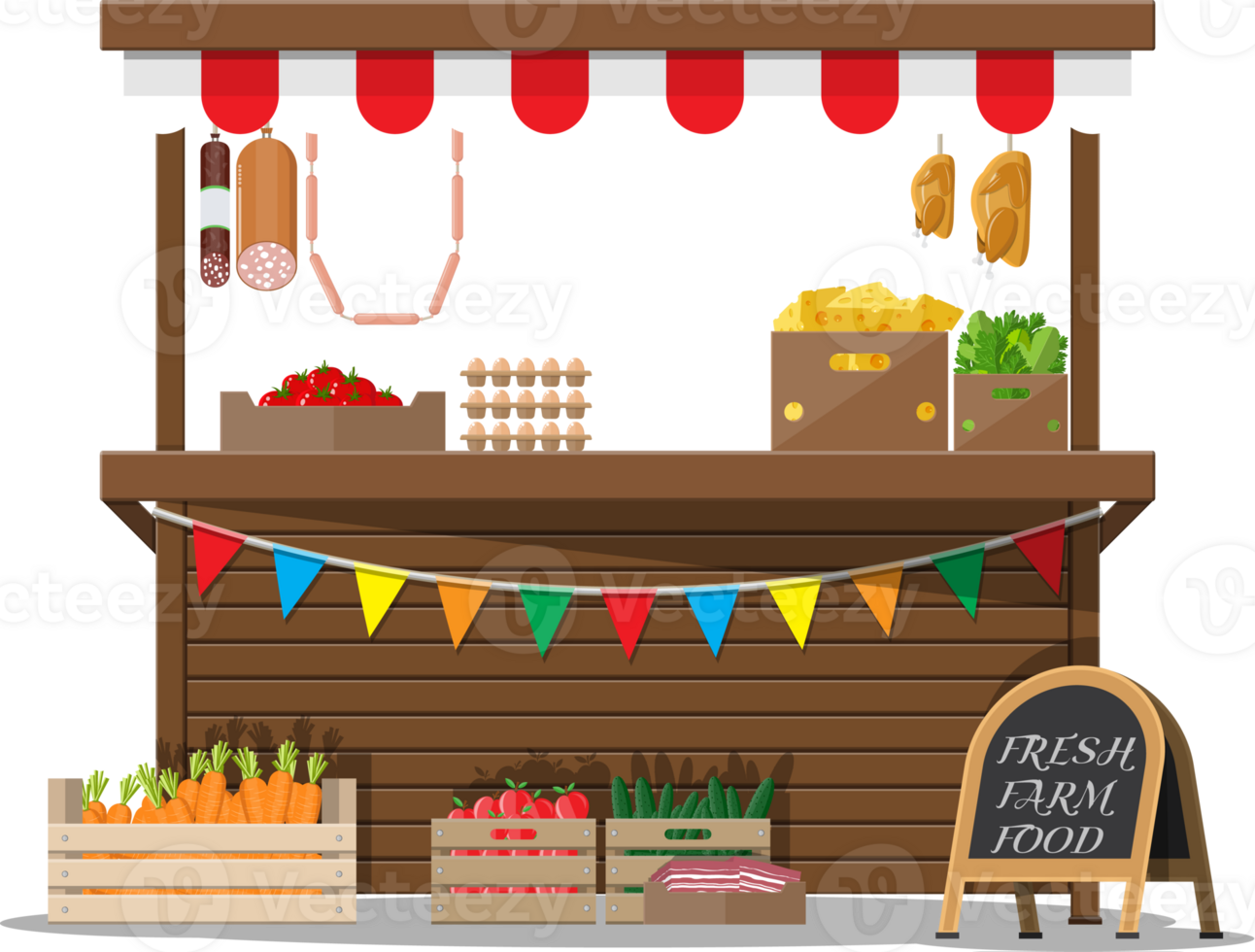 Market food stall full of groceries products png