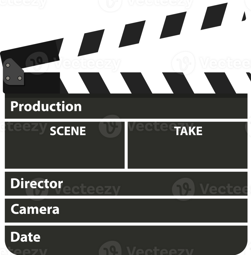 Black opened clapperboard png