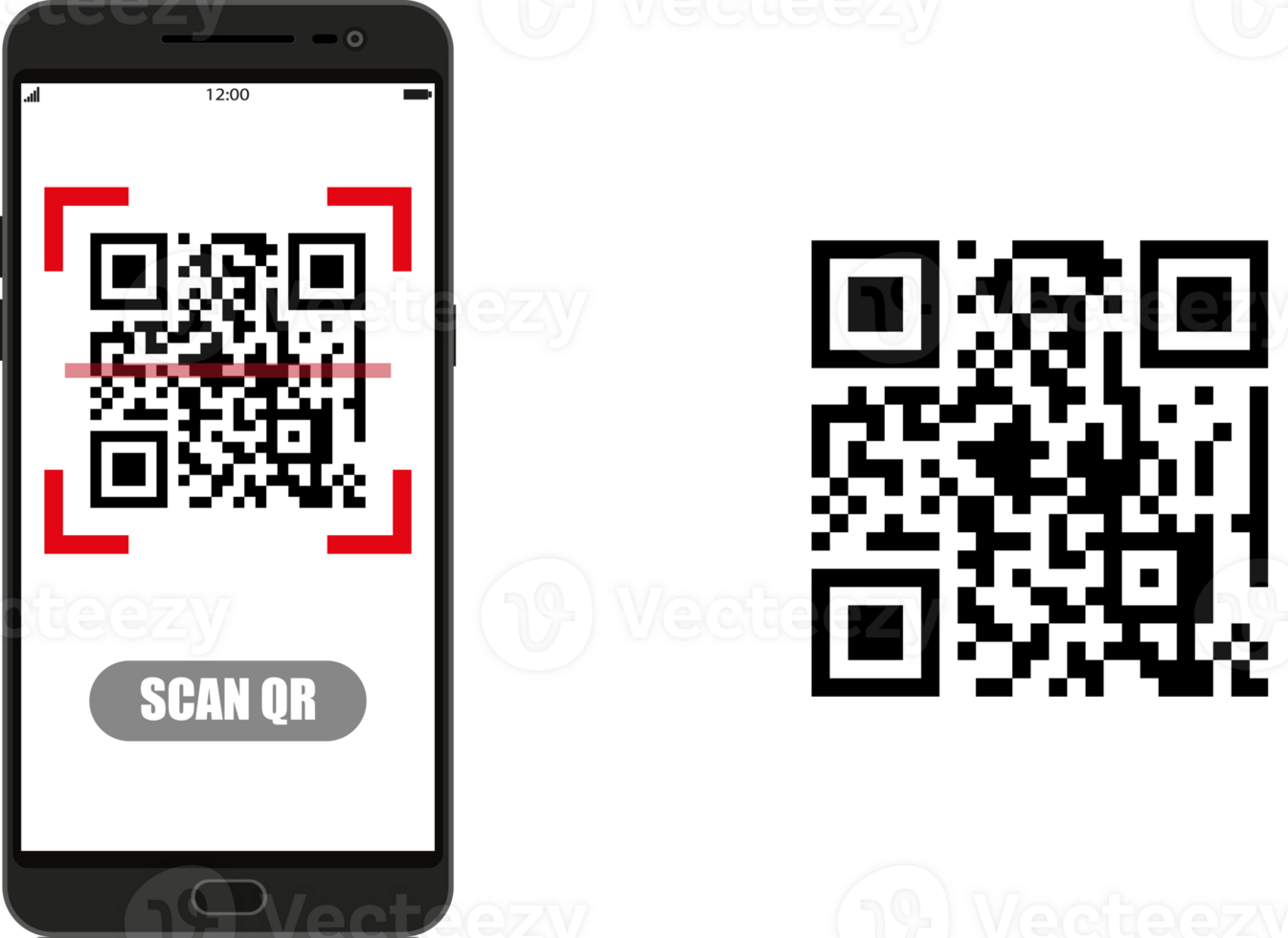 QR code scanning by mobile phone png
