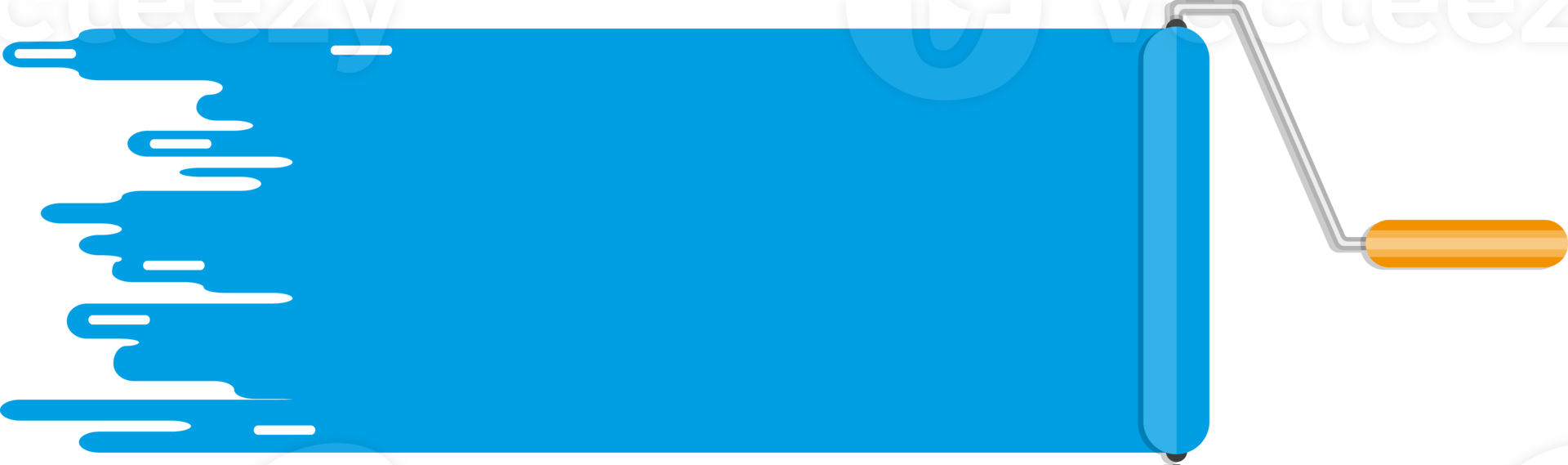 Roller brush with blue paint line png