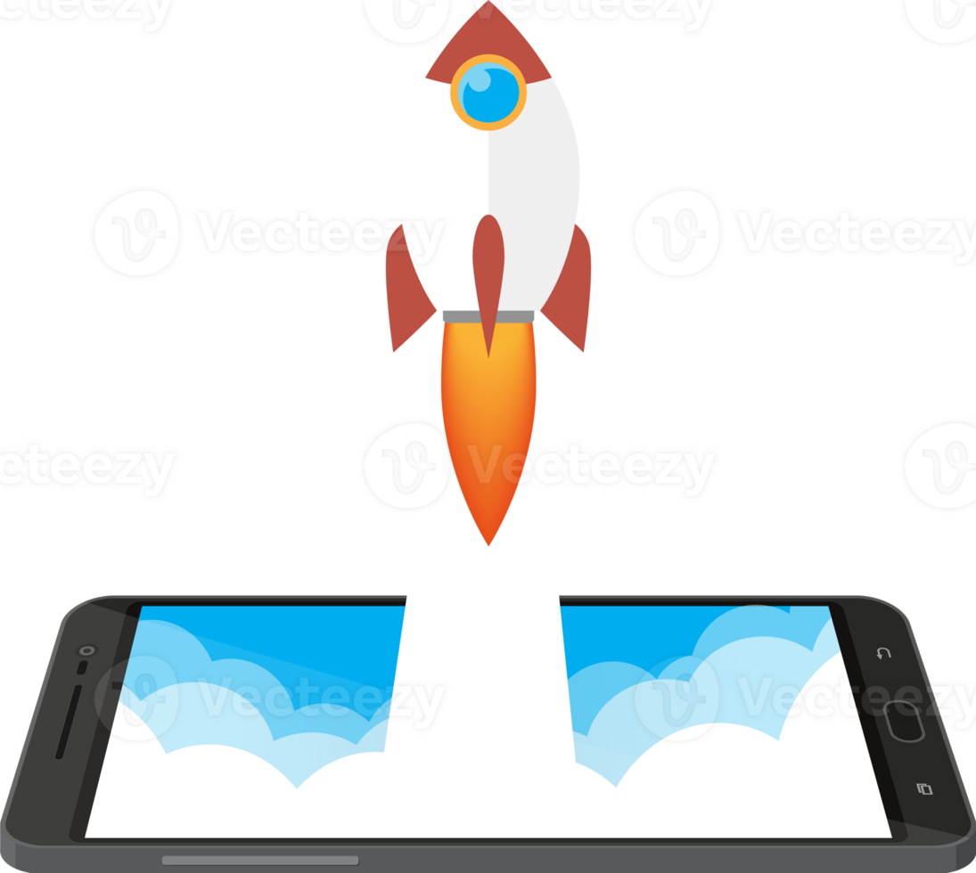 Rocket launched from the phone png