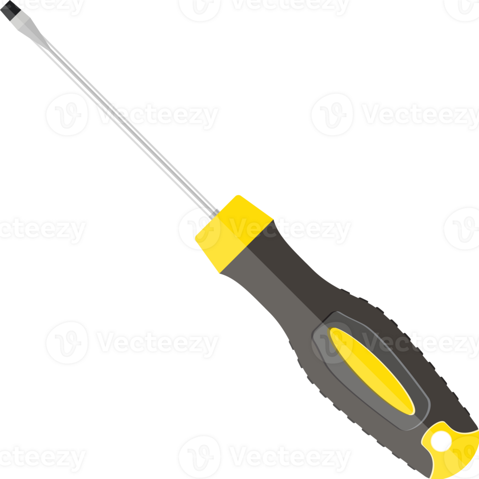 Modern screwdriver with plastic handle png