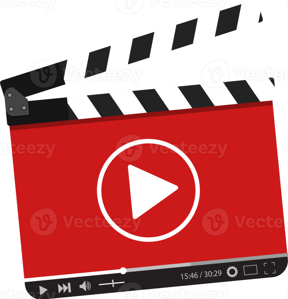 Clapperboard with video web streaming player png
