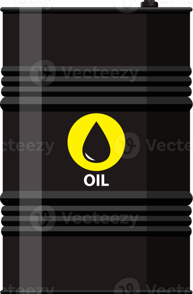Black metal oil barrel with logo png