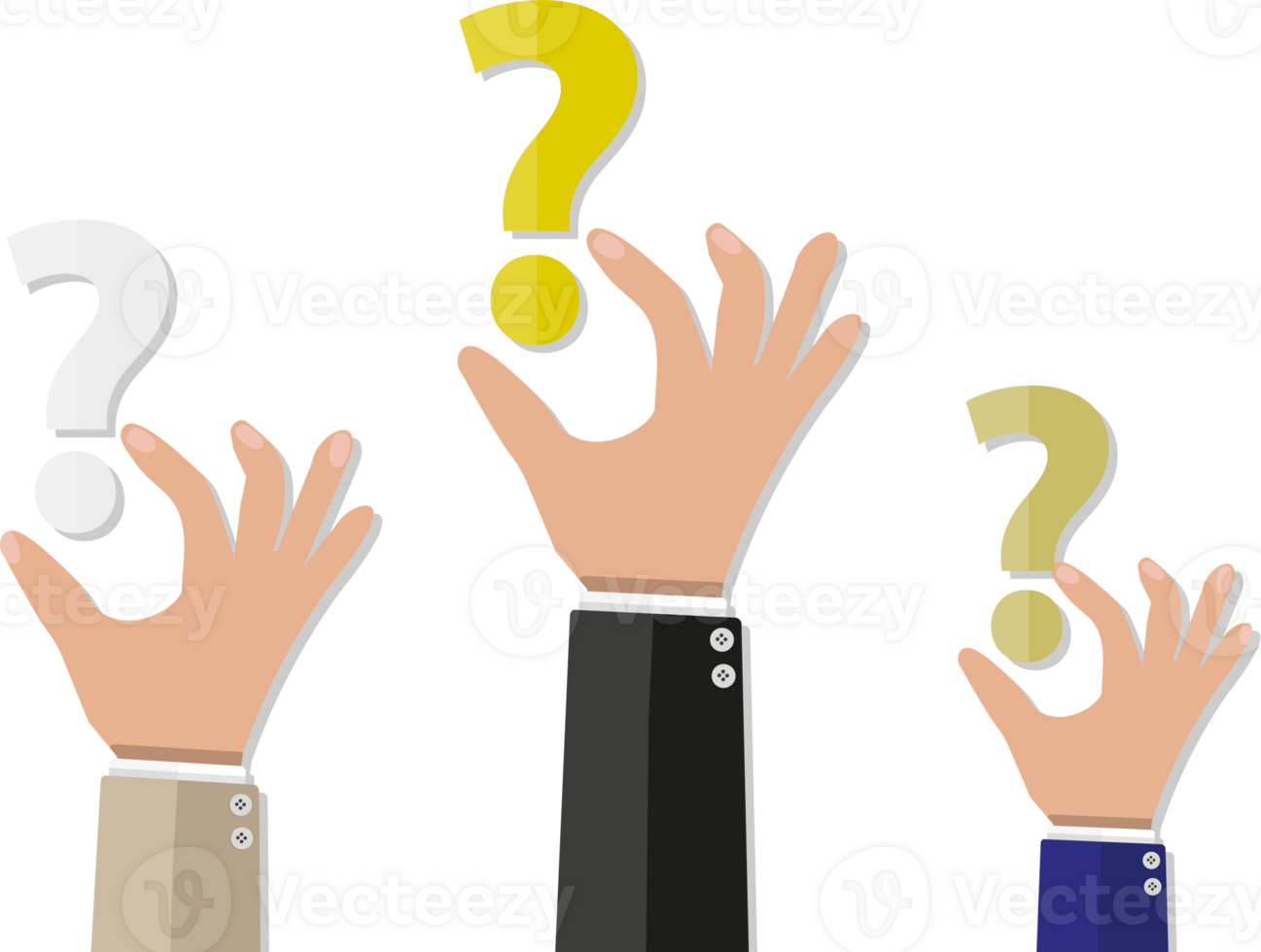 Hands holding question marks png