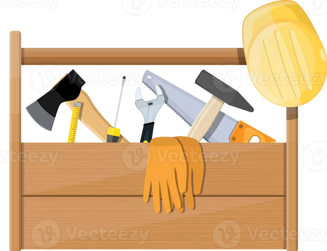 di legno cassetta degli attrezzi pieno di costruzione attrezzatura png
