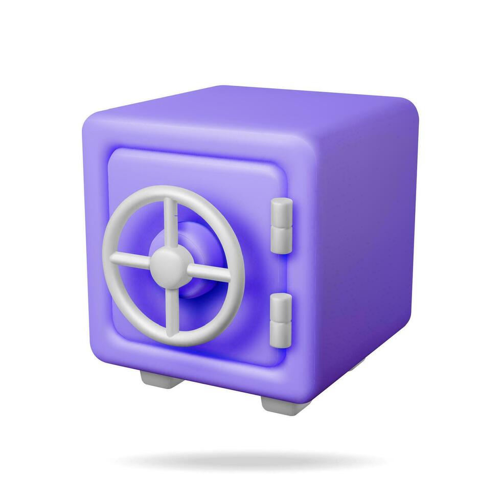3d Safe Box Isolated on White. Render Plastic Style Safebox Icon. Bank