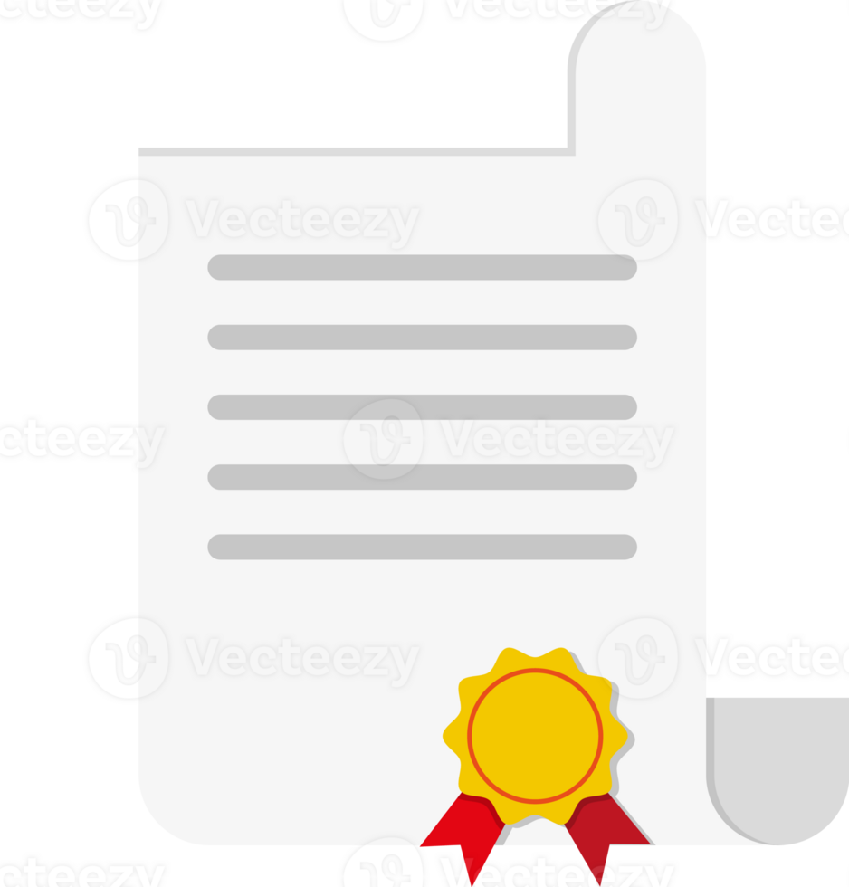 Paper diploma scroll with stamp and ribbons png