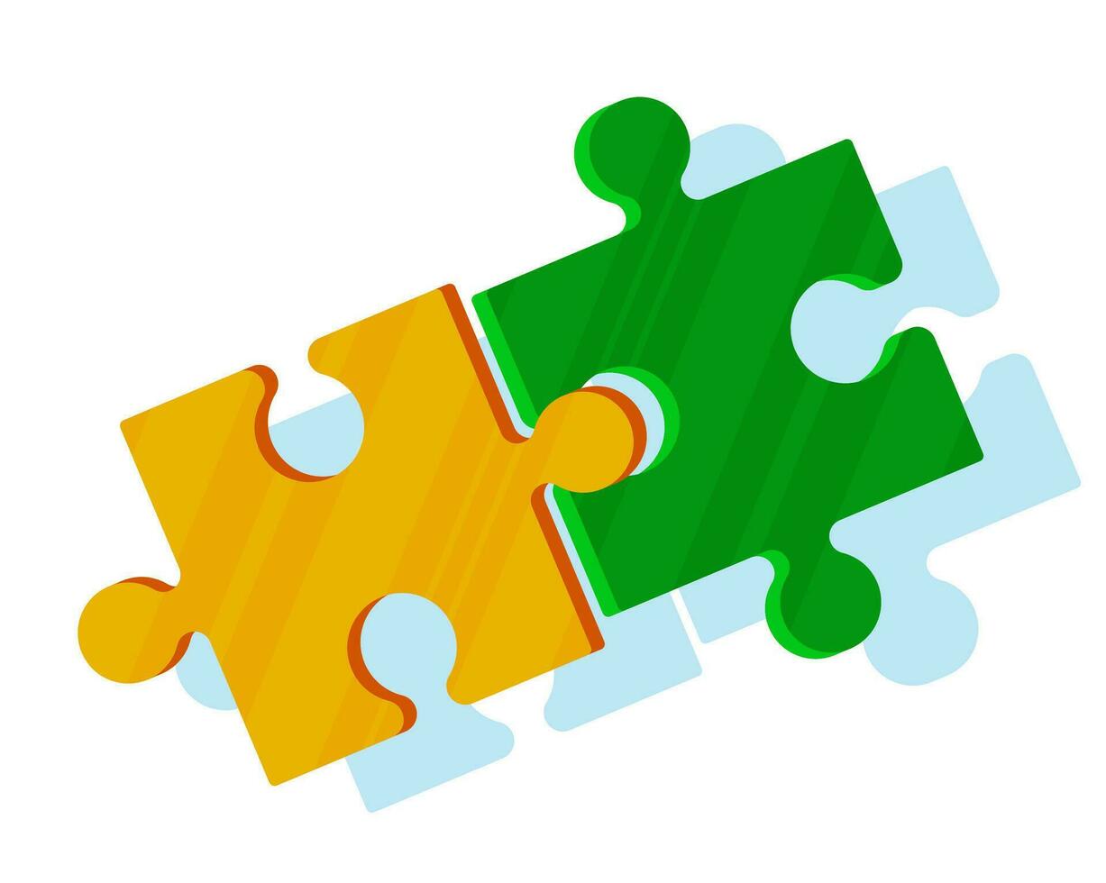 Connecting Puzzle Pieces. Symbol of Teamwork, Cooperation, Partnership. Business Strategy and Solution, Team Work Concept. Cartoon Flat Vector Illustration