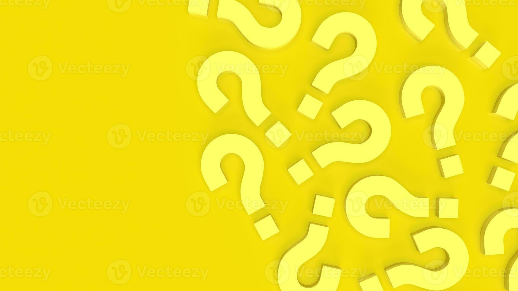 The yellow question mark for abstract background  3d rendering. photo