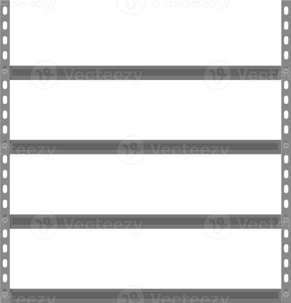 Empty metallic storage shelves png