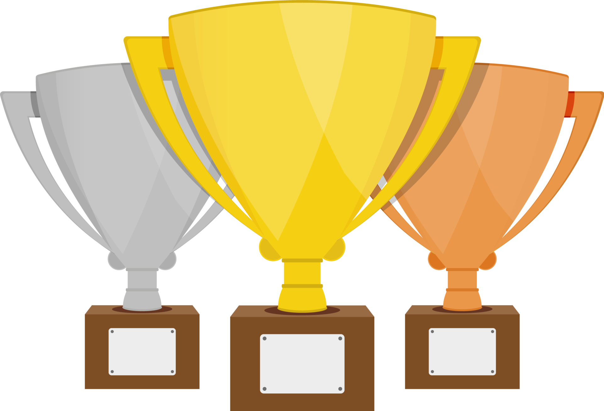 Winner gold, silver and bronze cup 35858429 PNG