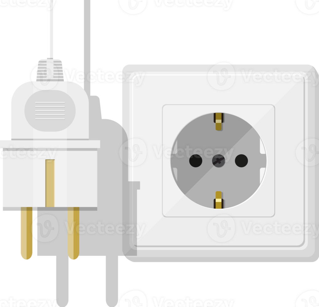 Electric white socket and plug png