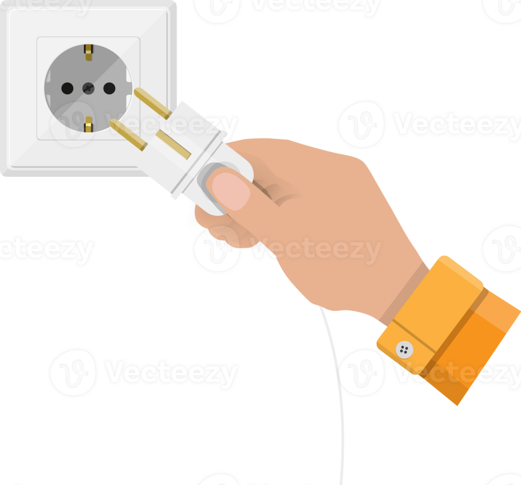 White Socket and hand with plug png
