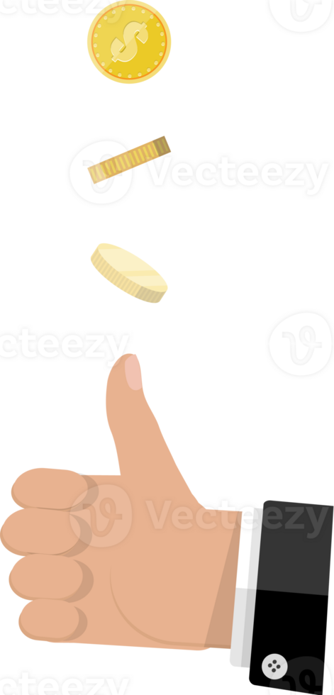 Hand of businessman tossing a coin png