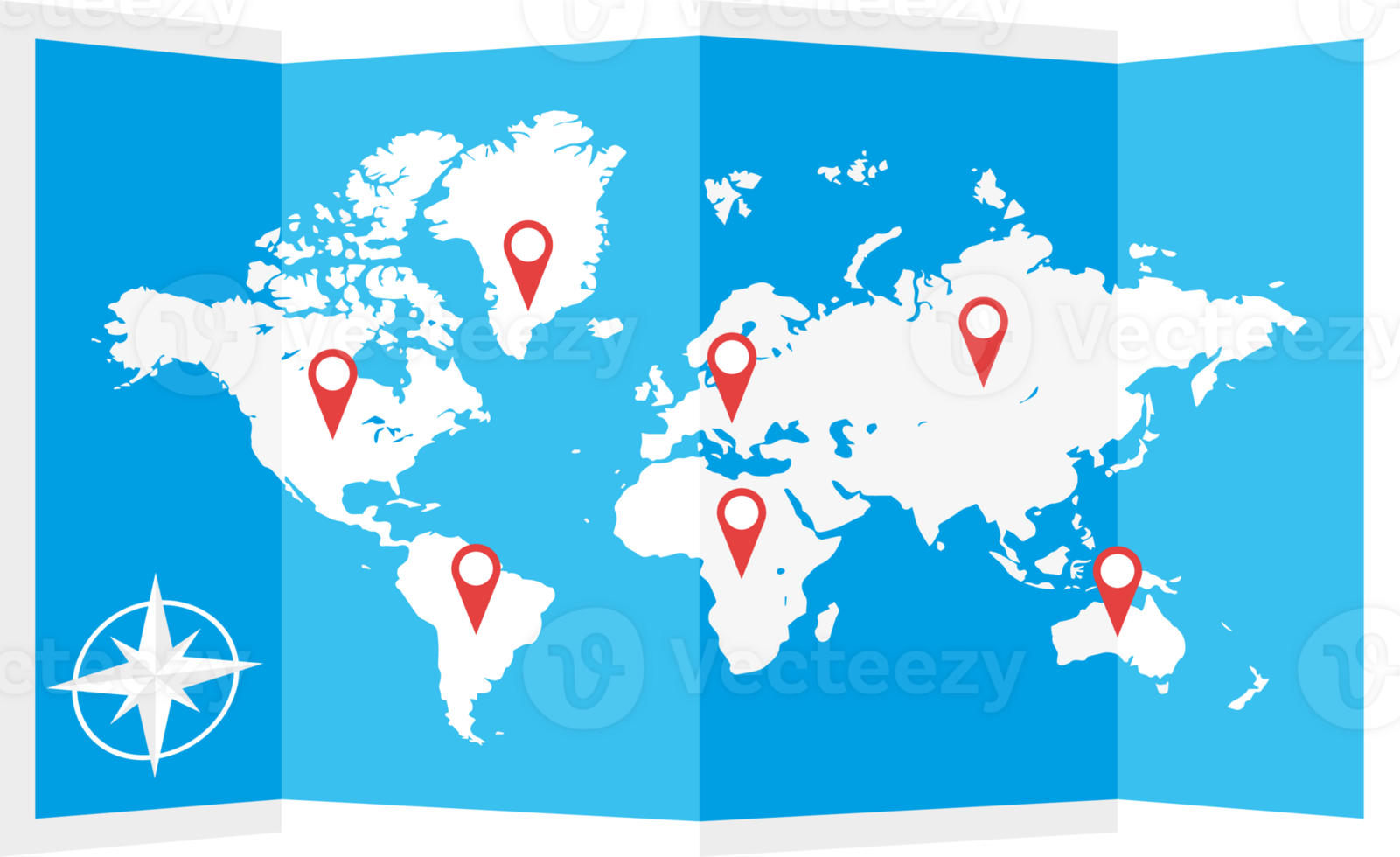 papper värld Karta med plats ikoner png
