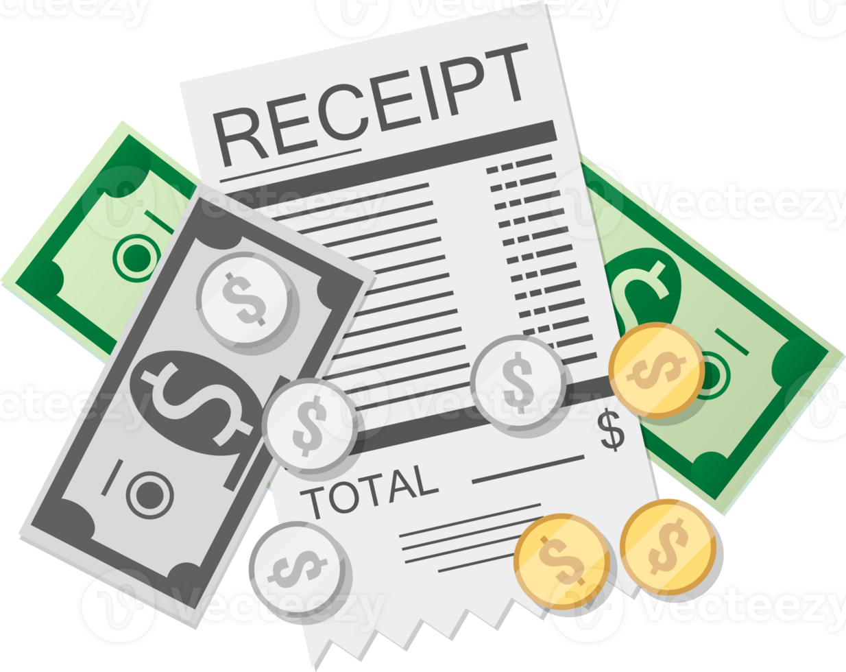 Money cash and receipt png