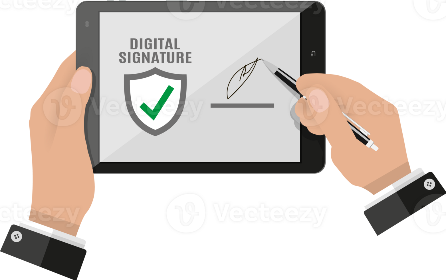 hand- teken digitaal handtekening Aan tablet png