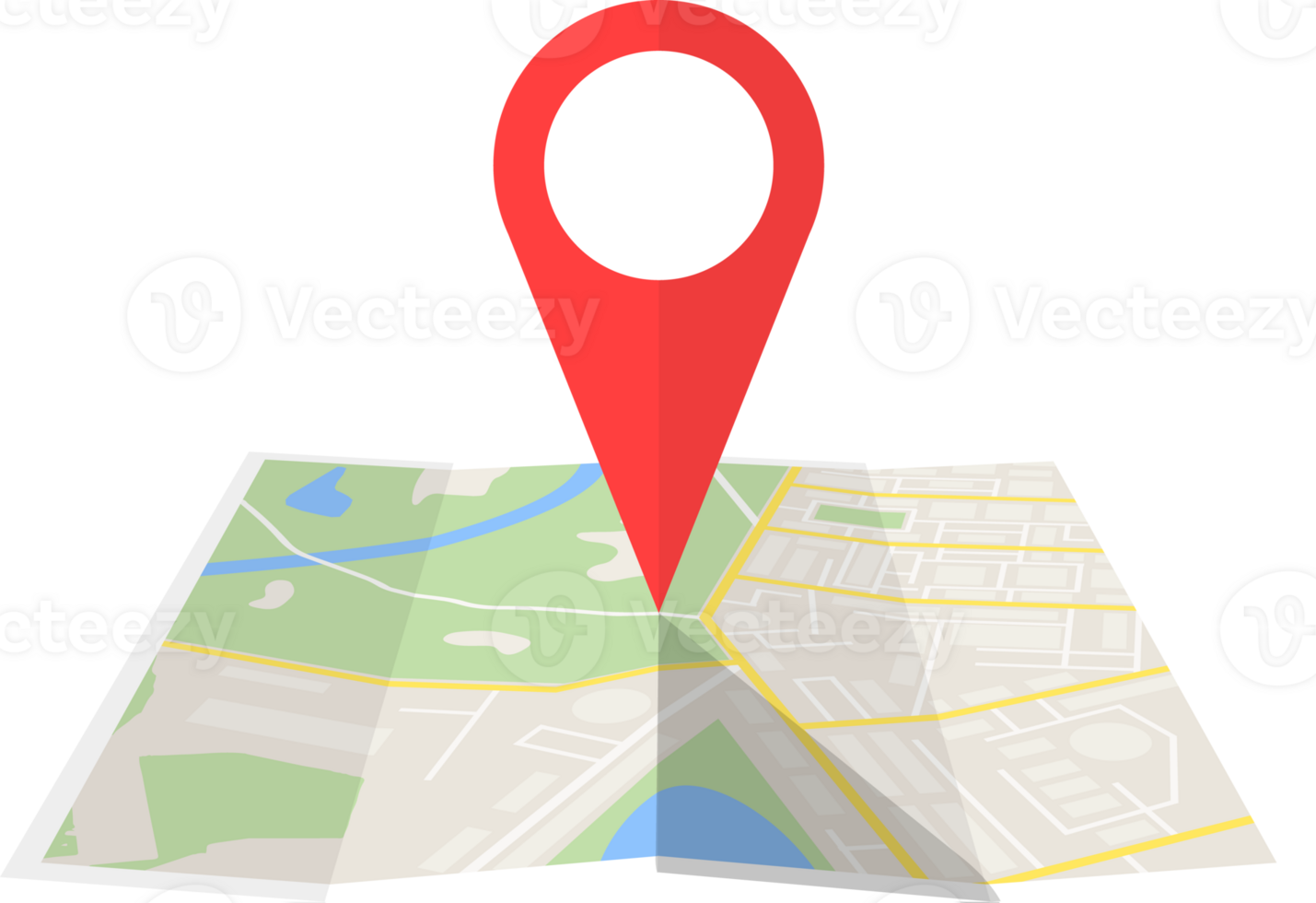 Folded paper city map png