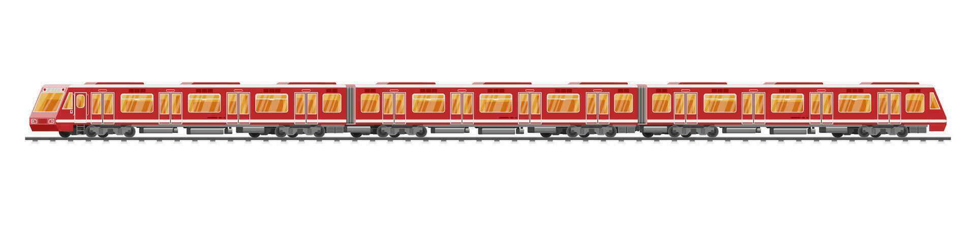 detallado subterráneo tren coche aislado. subterraneo ferrocarril coche en blanco. moderno urbano metro. pasajero Rápido ferrocarril. ferrocarril público transporte. rápido transporte. plano vector ilustración