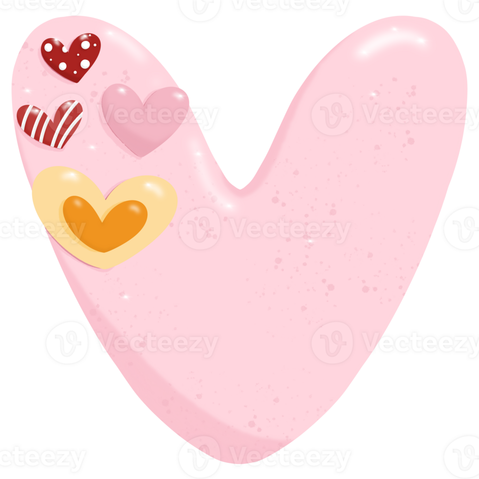 Cute hand drawn alphabet letter v with heart of Valentine day concept PNG