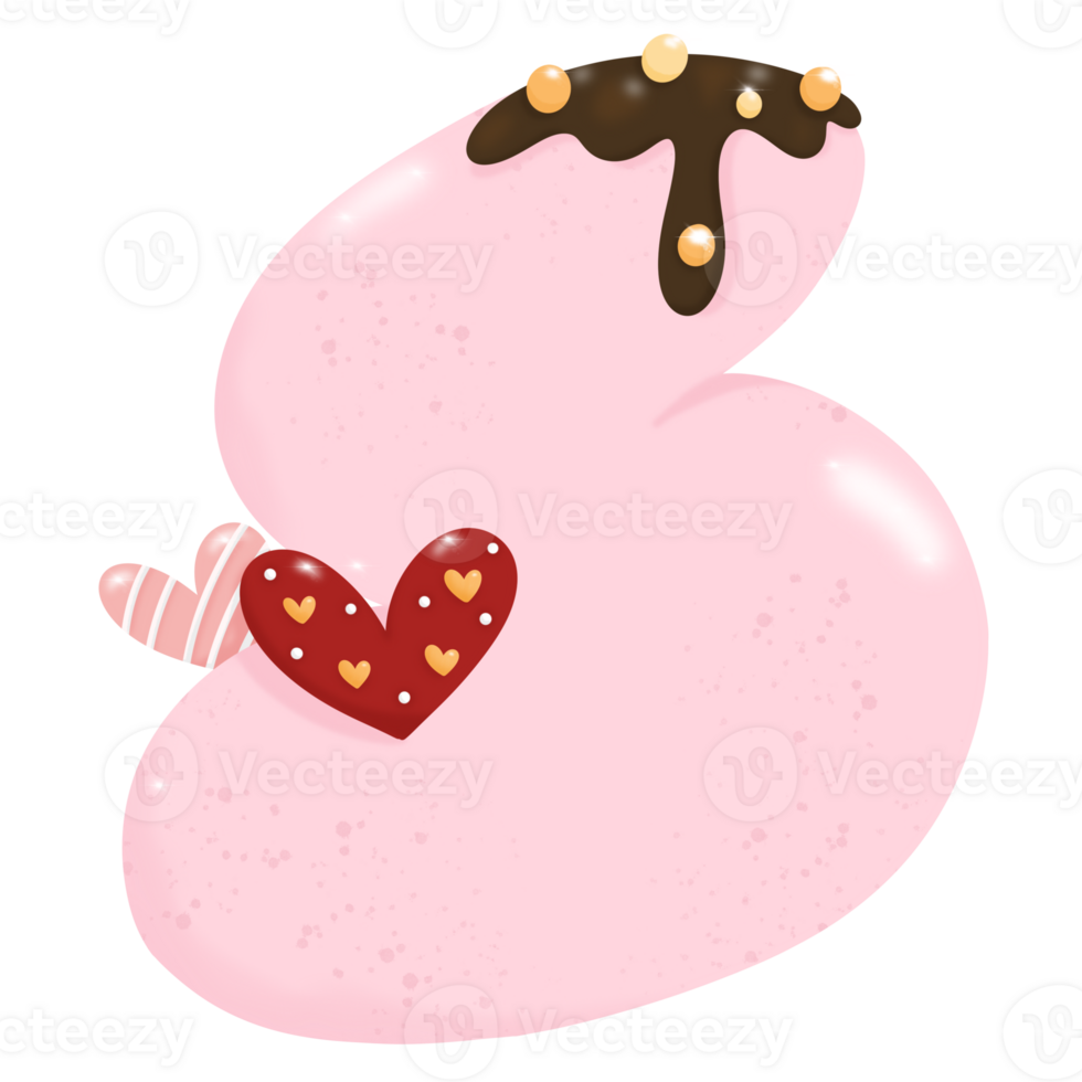 Cute hand drawn alphabet letter S with heart of Valentine day concept PNG