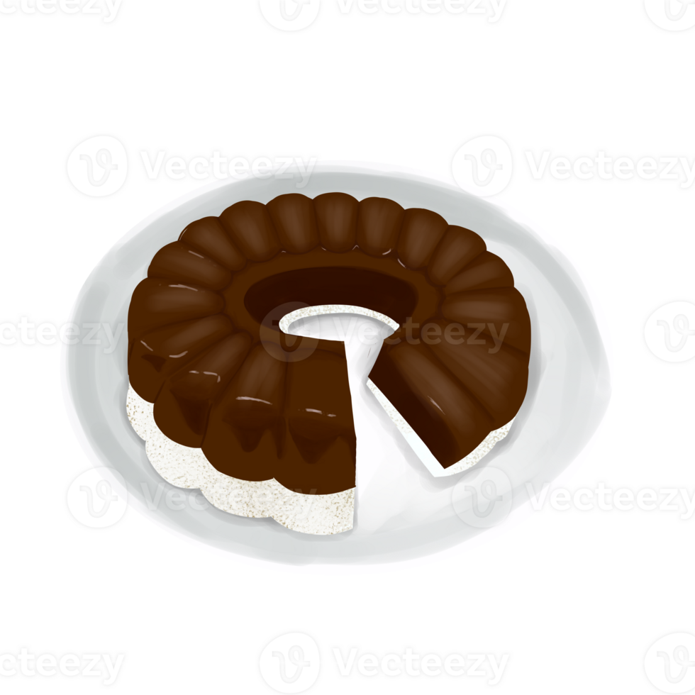 Illustration of a combination of milk chocolate pudding on a plate png