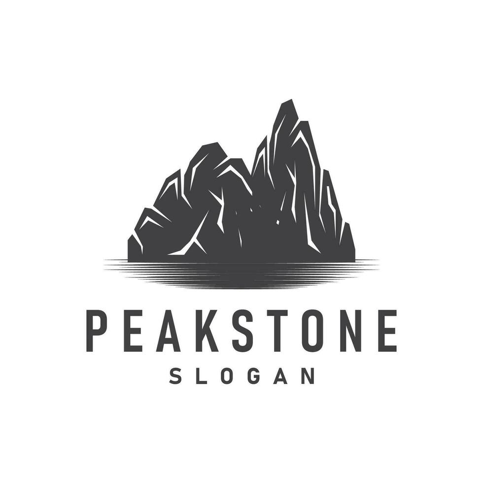 mountain rock peak logo simple design black silhouette natural stone brand template vector