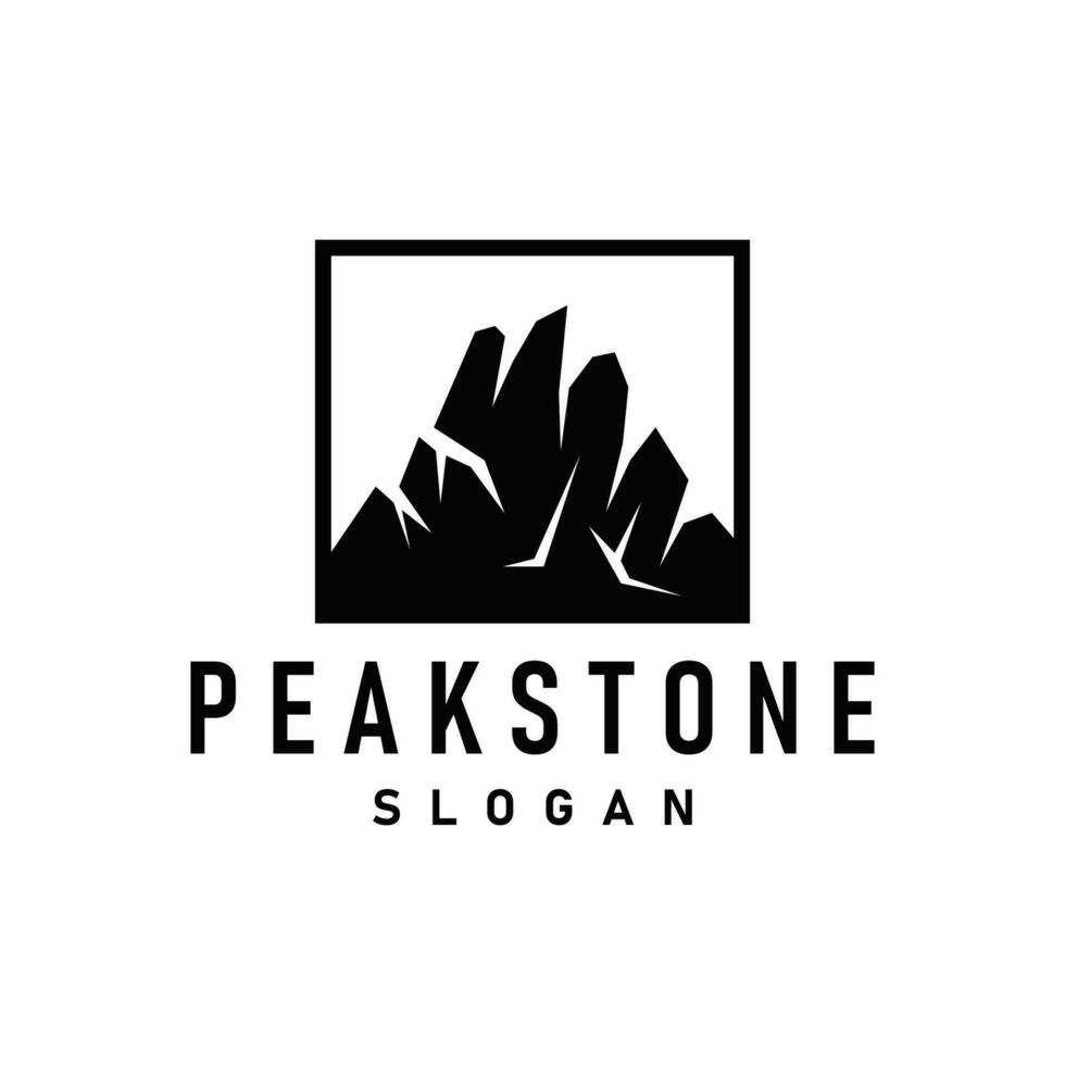 mountain rock peak logo simple design black silhouette natural stone brand template vector