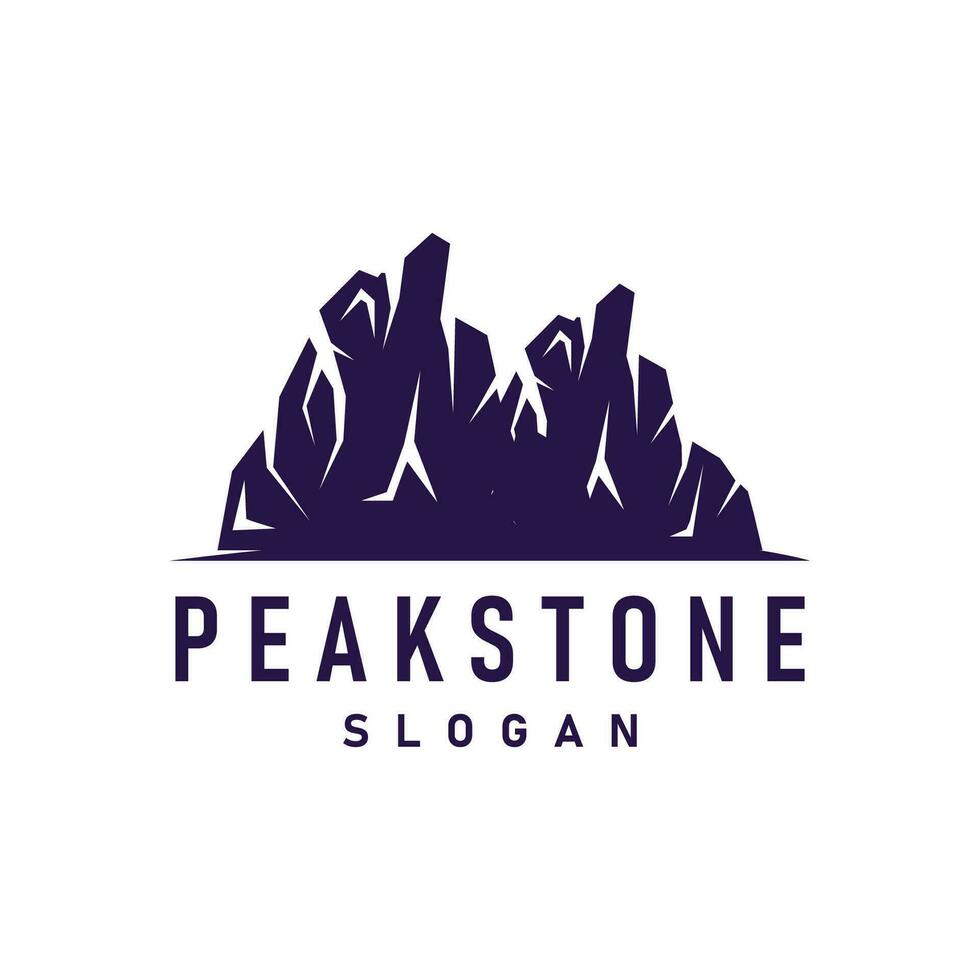 mountain rock peak logo simple design black silhouette natural stone brand template vector