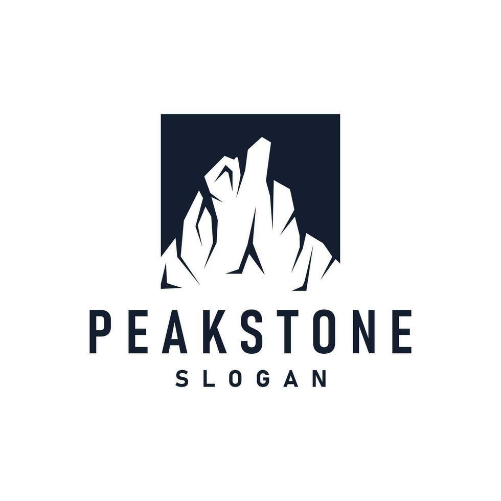 mountain rock peak logo simple design black silhouette natural stone brand template vector