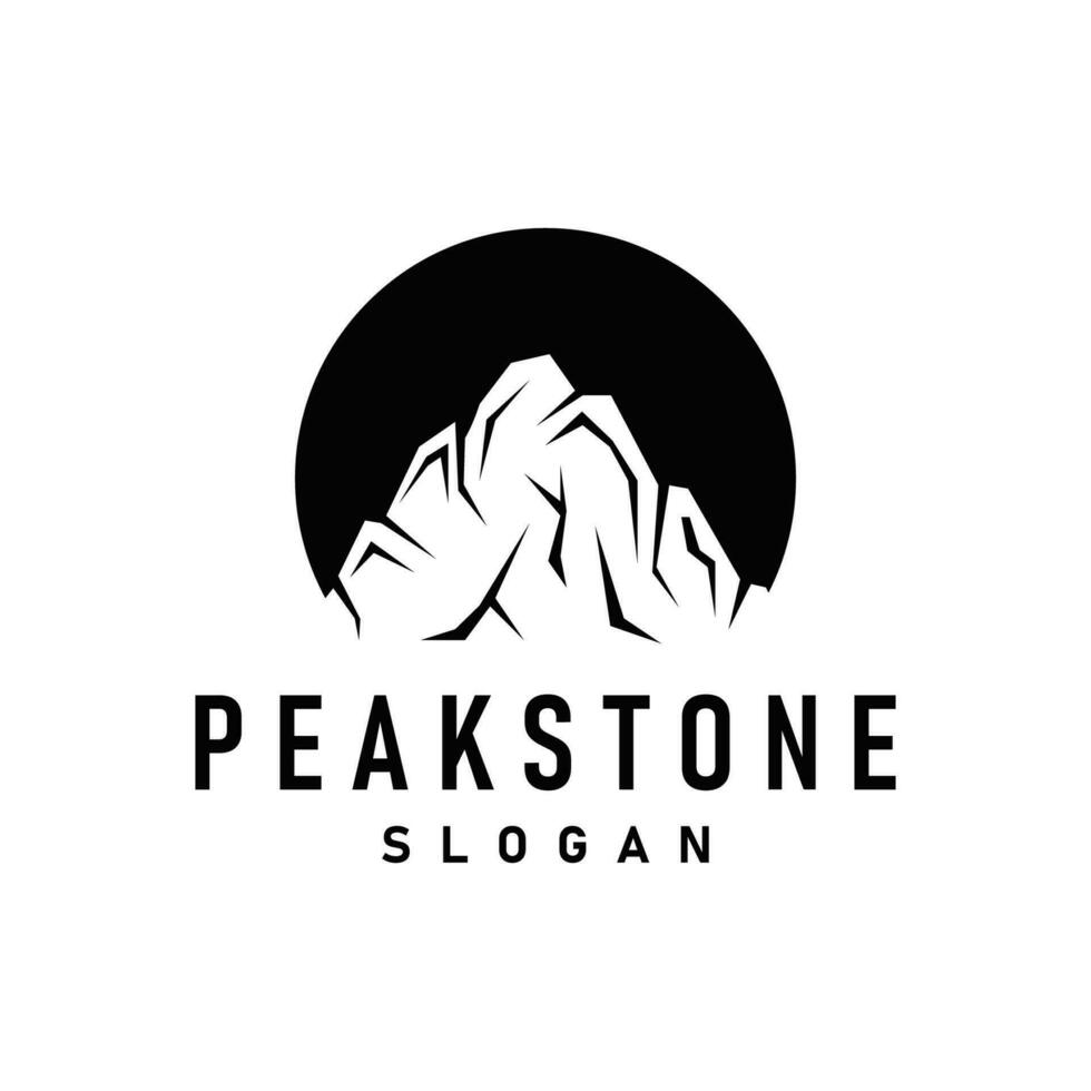 mountain rock peak logo simple design black silhouette natural stone brand template vector