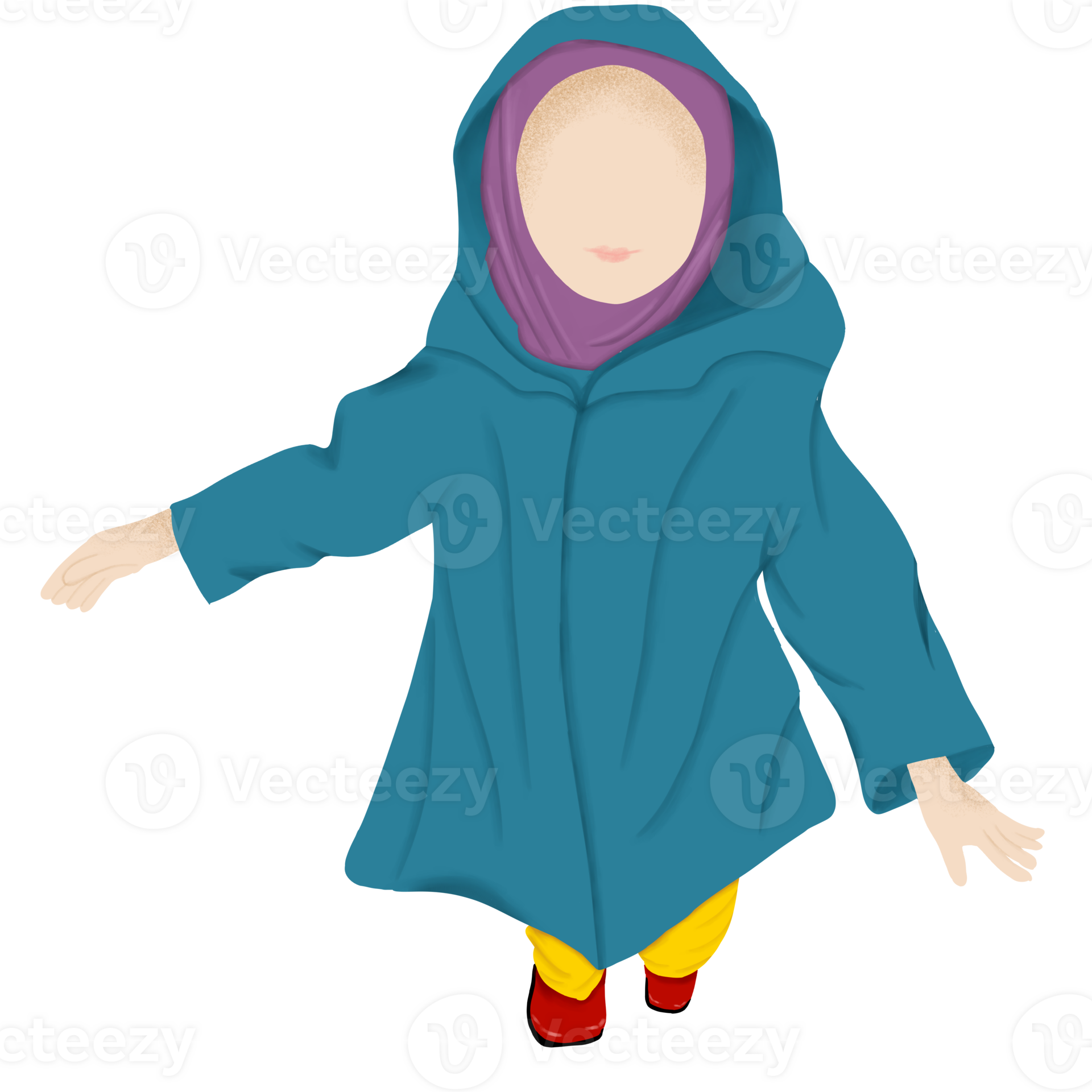 Illustration of a girl in a raincoat looking at the sky 35858992 png