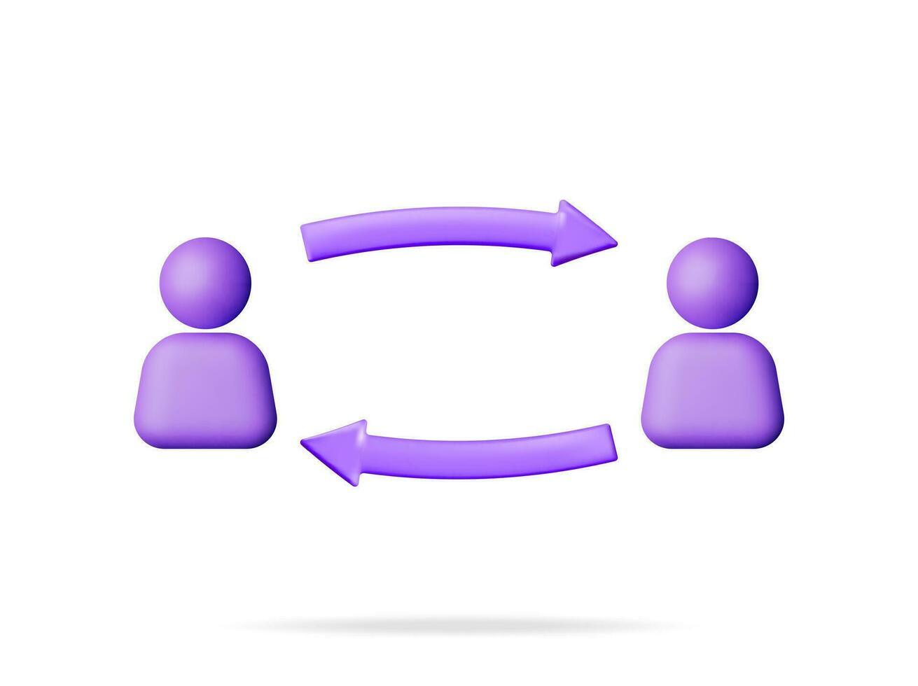 3D User Sync or Switch Symbol Isolated. Render User Exchange, Synchronization or File Transfer. User Profile with Arrows Icon. Employee Replacement or People Swap Position. Vector illustration