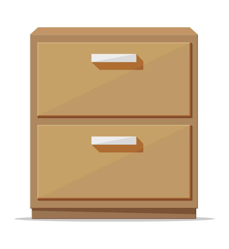 Bedroom locker furniture interior isolated. Empty filing cabinet. Closed wood box. Wooden stand for storing items. Modern flat cabinet drawer cartoon element. Flat vector illustration