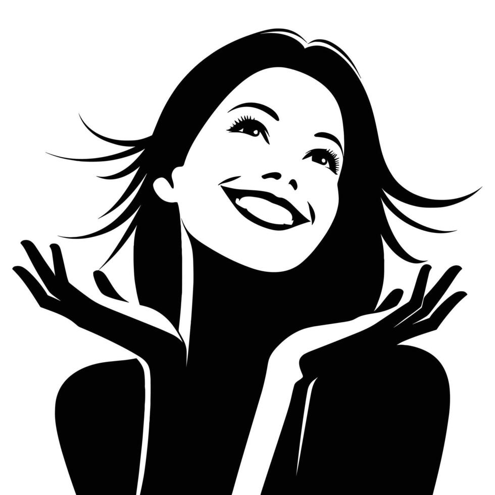 Silhouette of a happy woman vector