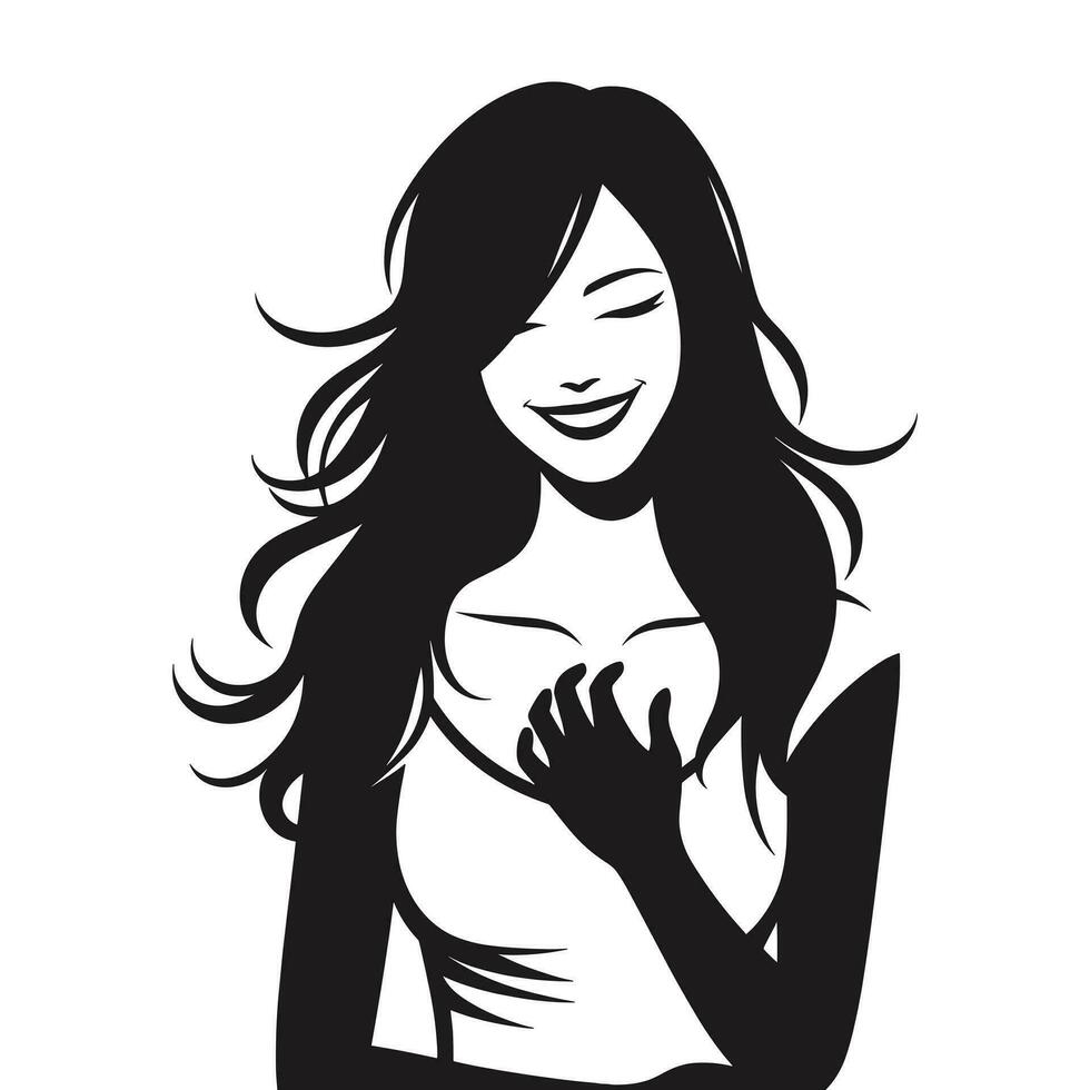 Silhouette of a happy woman vector